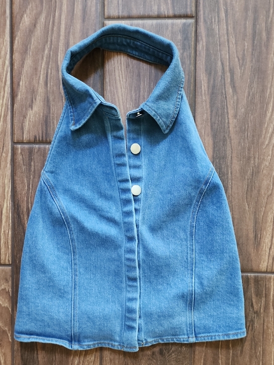 Lulus Tops - Lulu's Light Wash Denim Halter Top